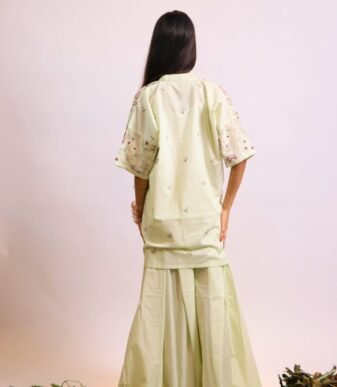 Gul-e-Mausam pistachio embroidered suit with pleated trousers