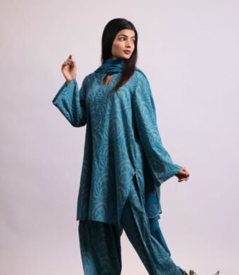 Neela Gulab blue chunri lawn suit with dupatta