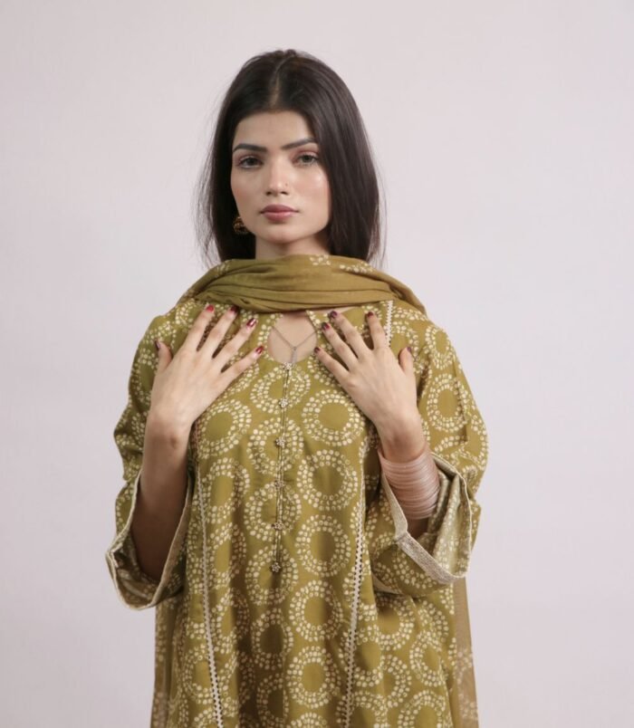 Pansy chunri print lawn suit with sequins lace and dupatta