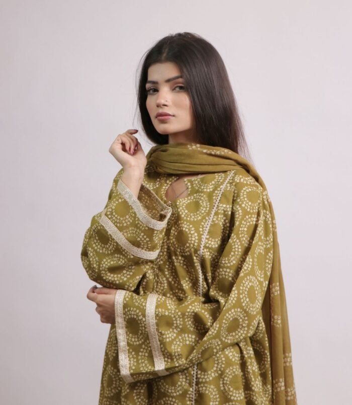 Pansy chunri print lawn suit with sequins lace and dupatta